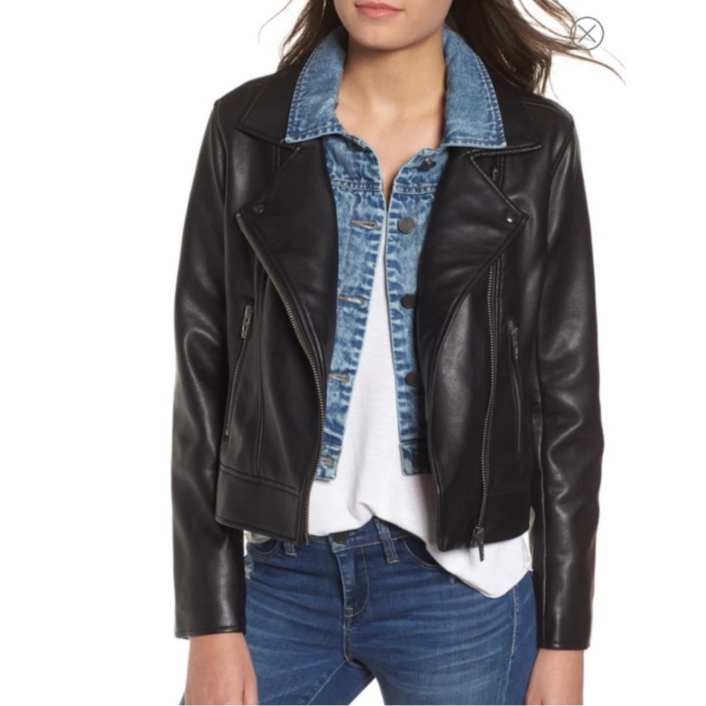 Blank NYC The Cool Kid Faux Leather Moto Jacket Size Small